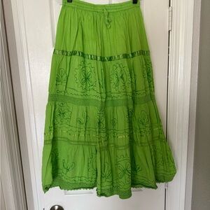 Boho Lime Green Maxi Skirt